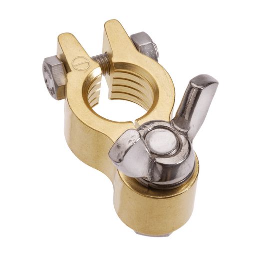 PROJECTA Premium Forged Satin Brass Battery Terminal Heavy Duty Positve Saddle Mount 0-00B&S 10 Pack - BT811H-P10