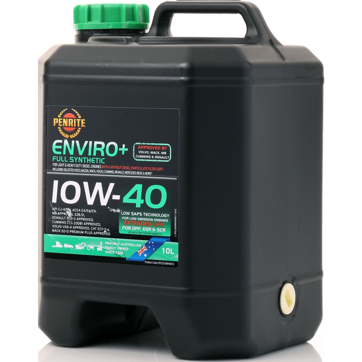 Penrite Enviro+ 10W-40 Diesel Cj-4-Sm Engine Oil 10L - EPLUS10W40010