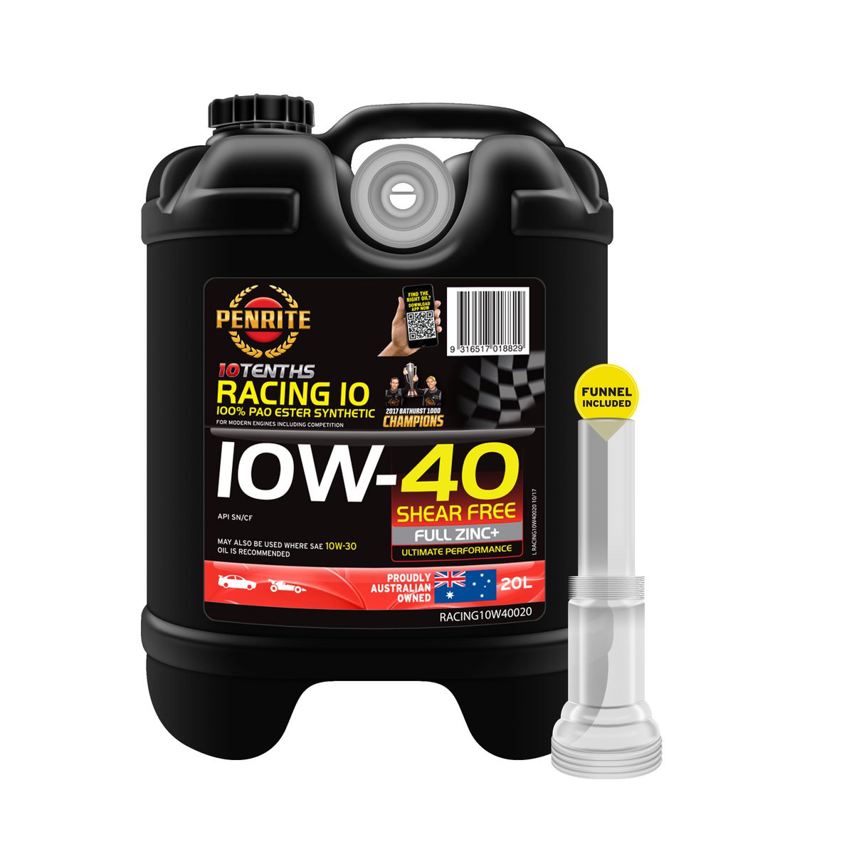 Penrite 10 Tenths Racing 10W-40 Engine Oil 20L - RACING10W40020