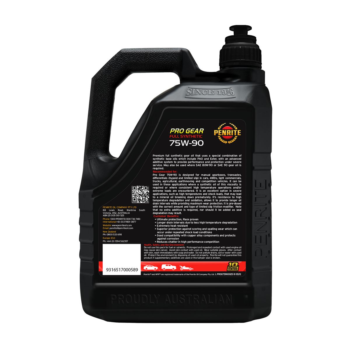 Penrite Pro Gear 75W-90 Gear Oil 2.5L - PROG75900025
