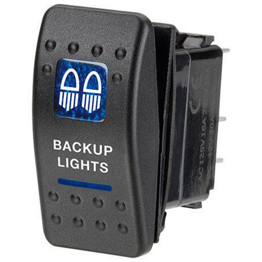 Narva Sealed Rocker Switch Off/On SPDT 12V Blue Illuminated Backup Lights Symbol - 63142BL