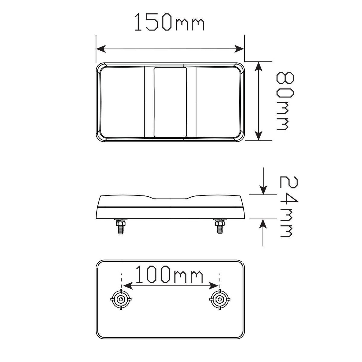 LED Autolamps 12V LED Stop/Tail/Indicator Lamp With Reflex Reflector White Background - 150BAR