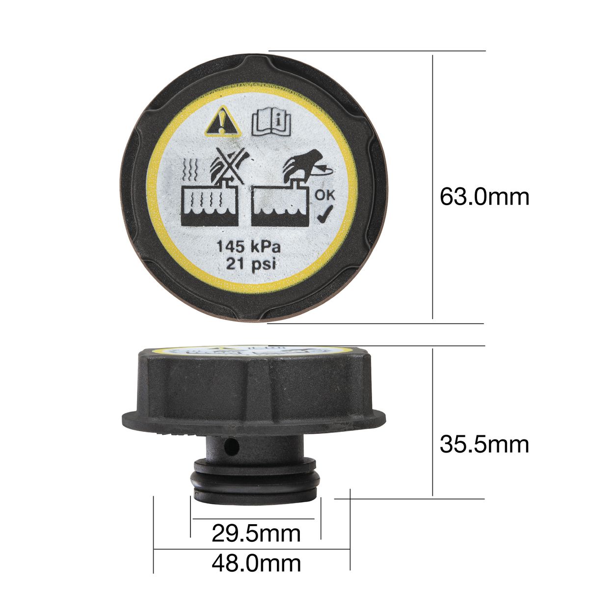Tridon Radiator Cap 21 Psi - 145 Kpa Plastic Screw On - DA21145