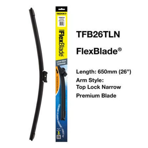 Tridon Flexblade Wiper Blade Top Lock Push Button Narrow 650Mm - TFB26TLN