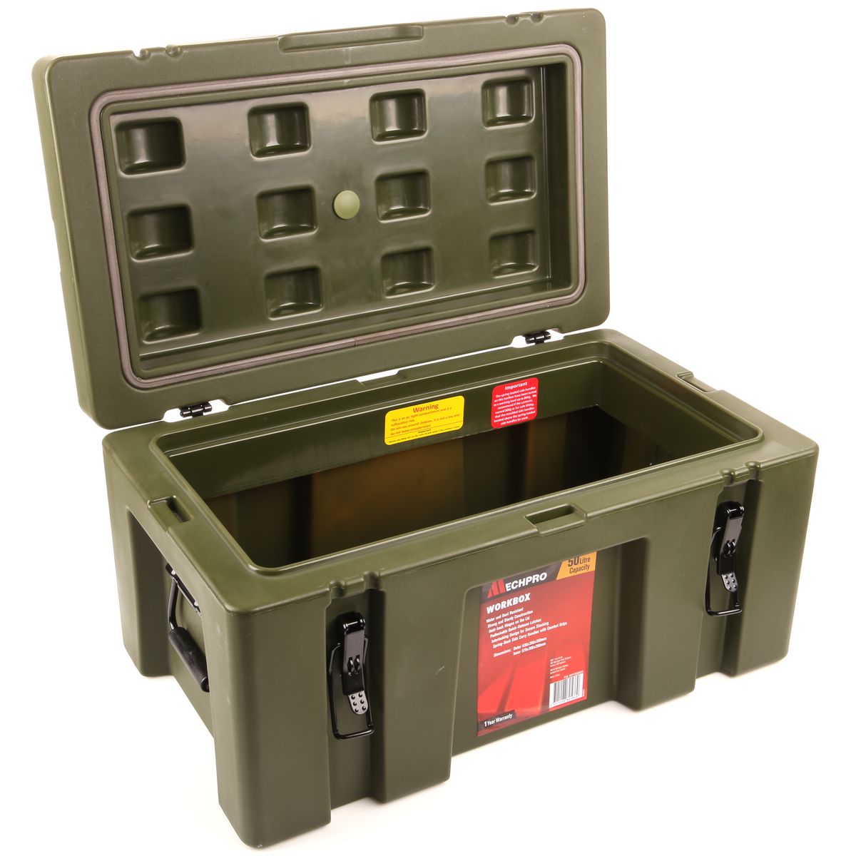 Mechpro Plastic Toolbox Army Green 50Ltr - MPPTBSAGV2 - MPPTBSAGV2