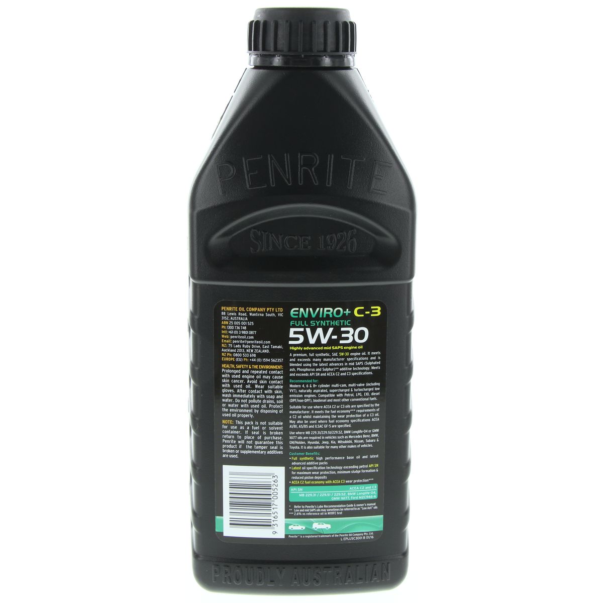 Penrite Enviro+ C3 5W-30 Engine Oil 1L - EPLUSC3001