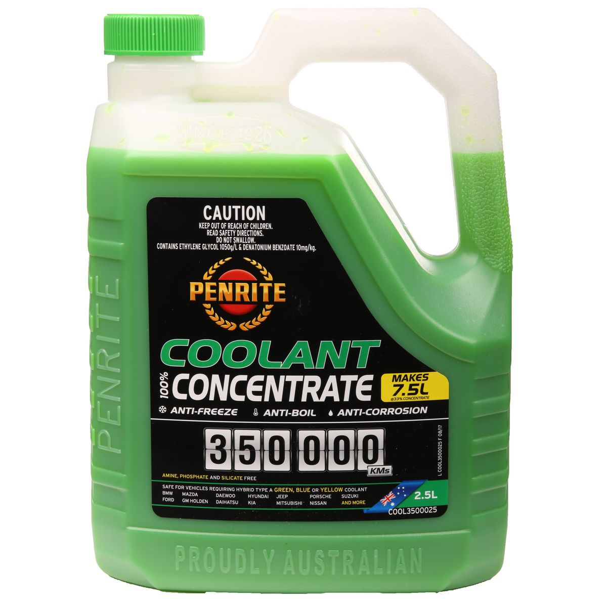 Penrite 350,000km Green Anti-Freeze Coolant Concentrate 2.5L - COOL3500025