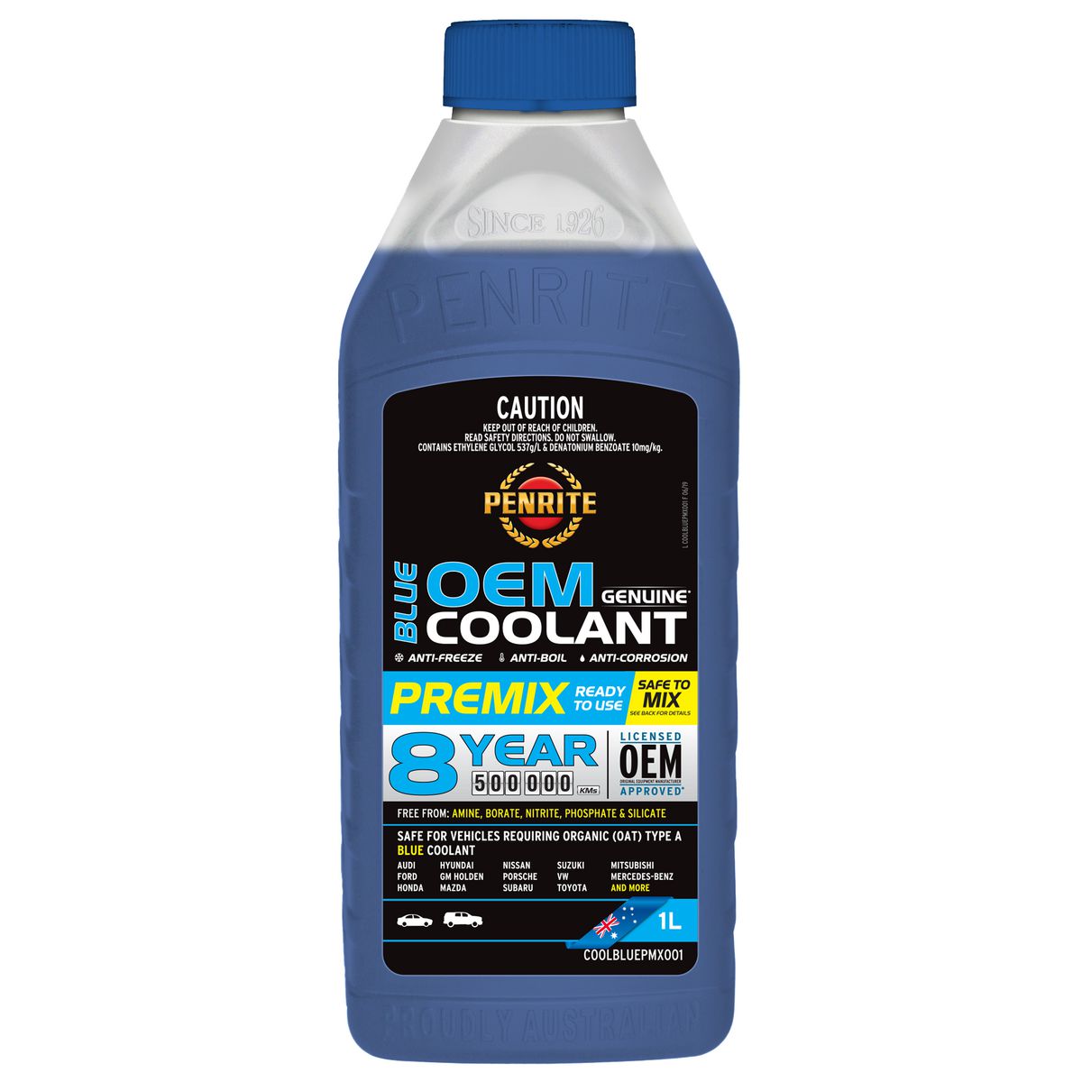 Penrite 7 Year 450,000km Blue Coolant Premix 1L - COOLBLUEPMX001