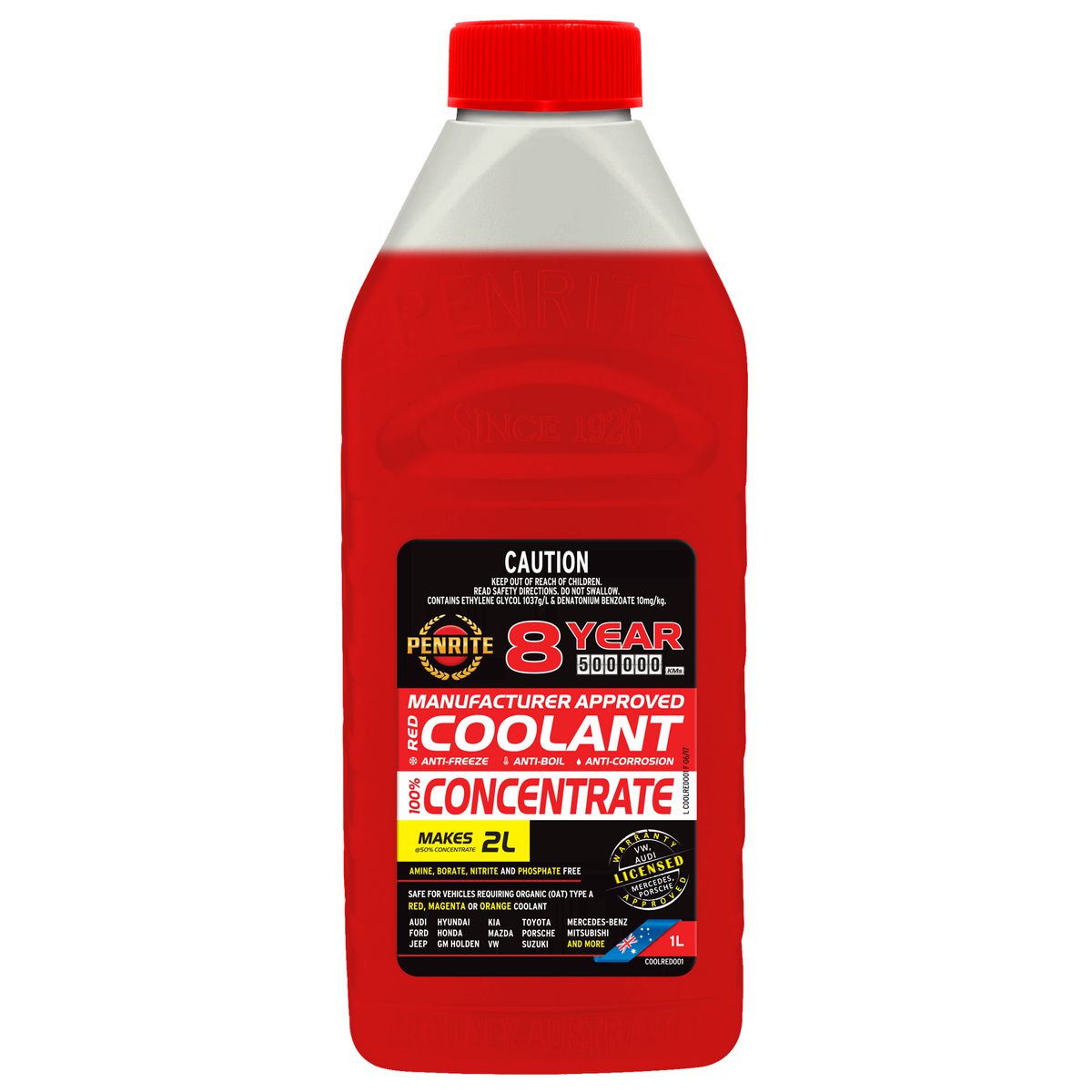 Penrite 8 Year 500,000km Red Coolant Concentrate 1L - COOLRED001