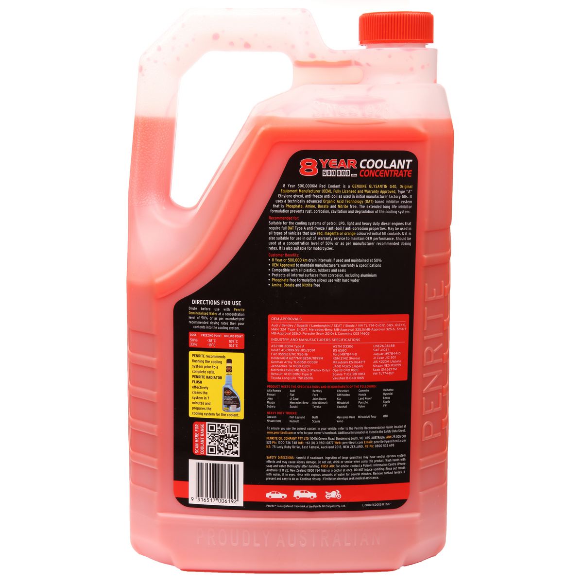 Penrite 8 Year 500,000km Red Coolant Concentrate 5L - COOLRED005