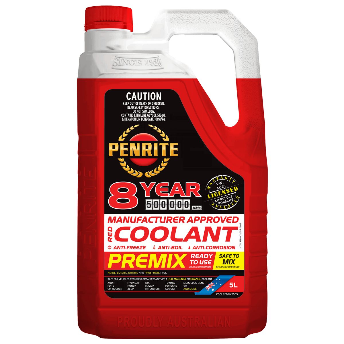 Penrite 8 Year 500,000km Red Coolant Premix 5L - COOLREDPMX005