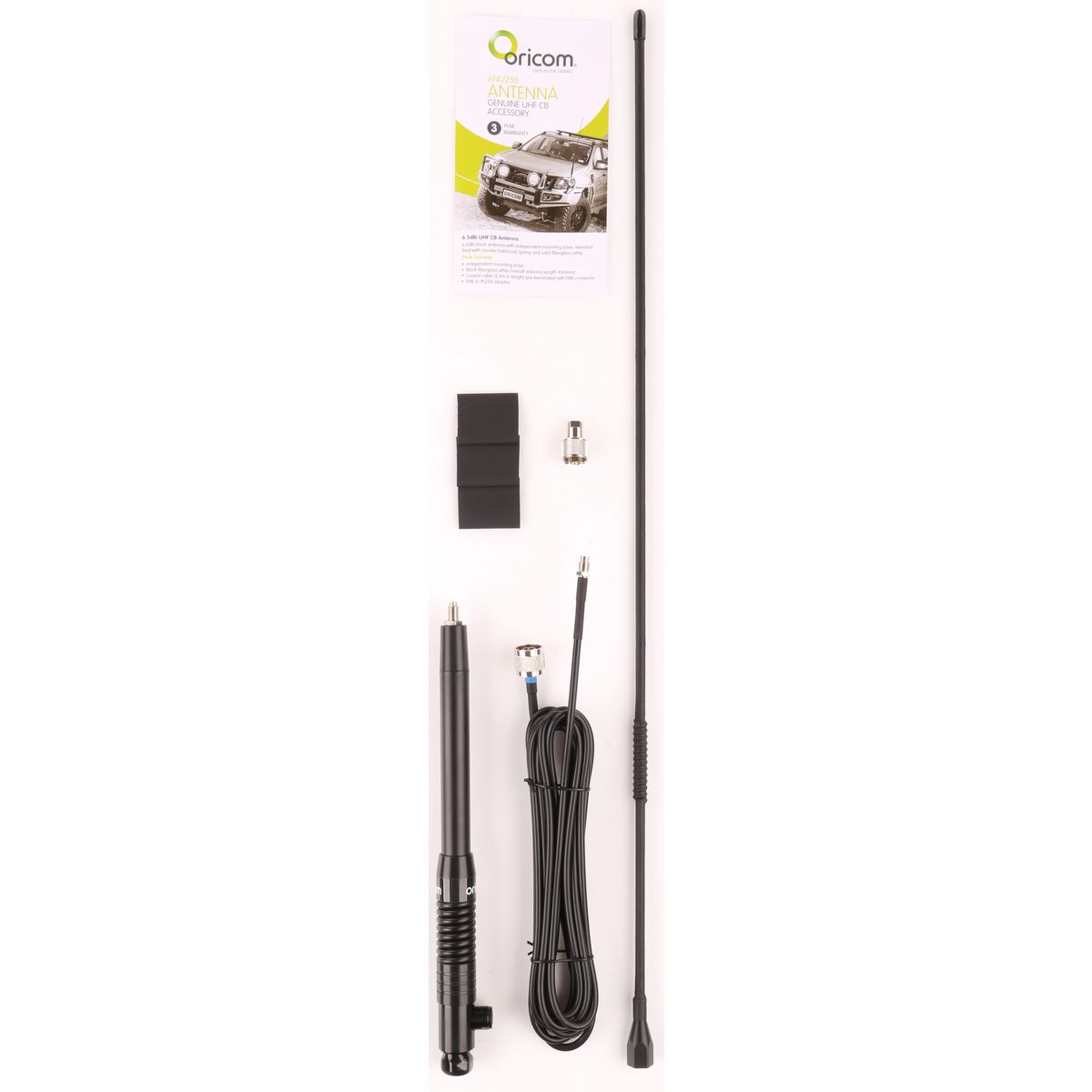 Oricom UHF CB 6.5 Dbi Antenna With Elevated Feed And Flexible Whip - ANU250