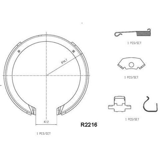 RDA Brake Shoe Set - R2216