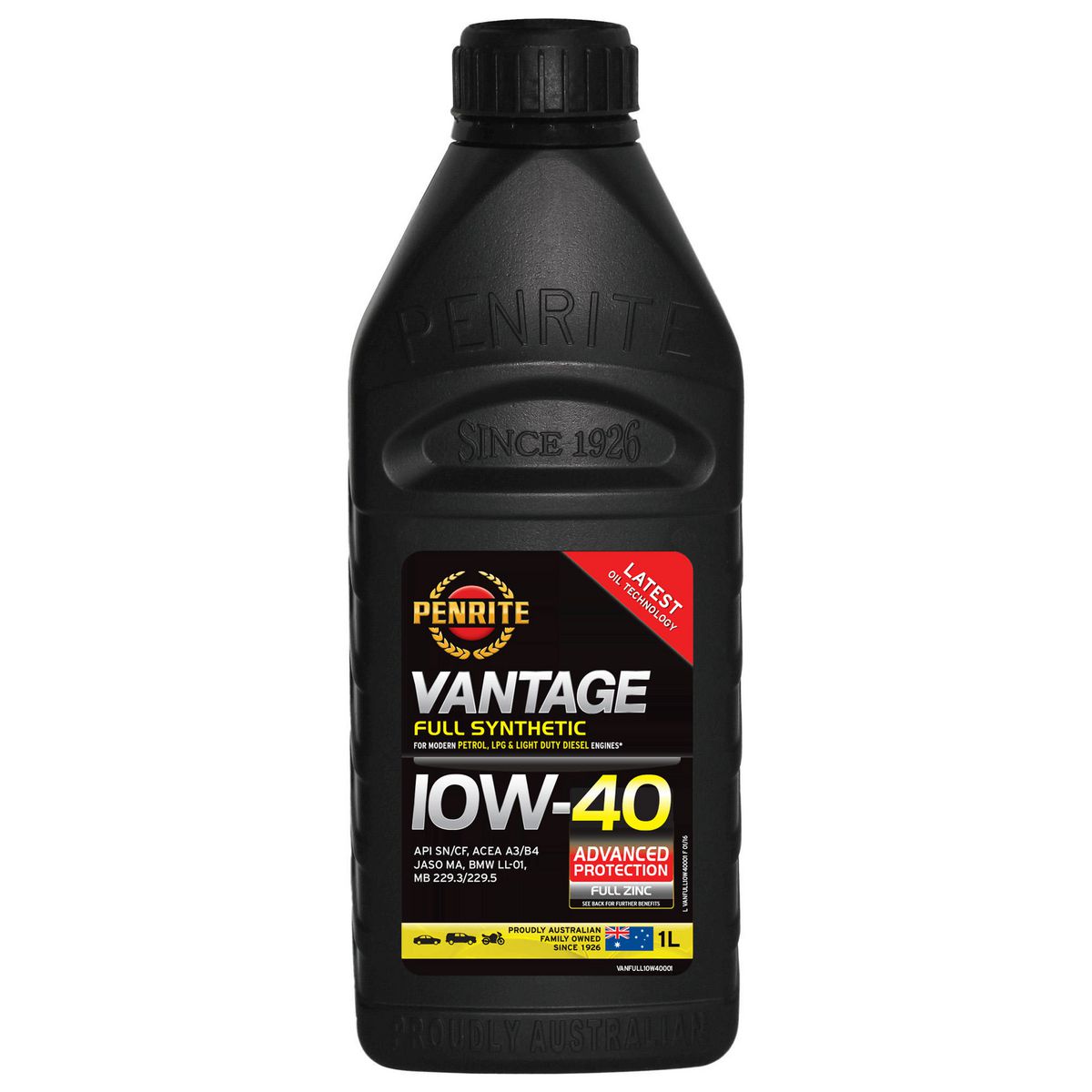 Penrite Vantage Full Synthetic 10W-40 Engine Oil 1L - VANFULL10W40001