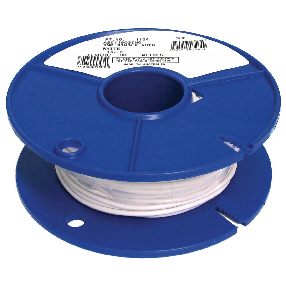 OEX Automotive Cable Single Core 3mm White 30M Roll - ACX0703