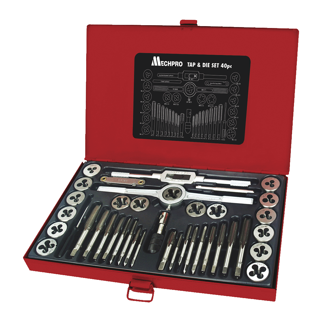 Mechpro Blue Tap & Die Set 40pc HD Alloy Steel M3x0.5 - M12x1.75 MPST115S - MPST115S