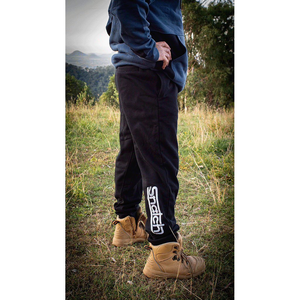 Embroidered Snatch Track Pants Slim Black