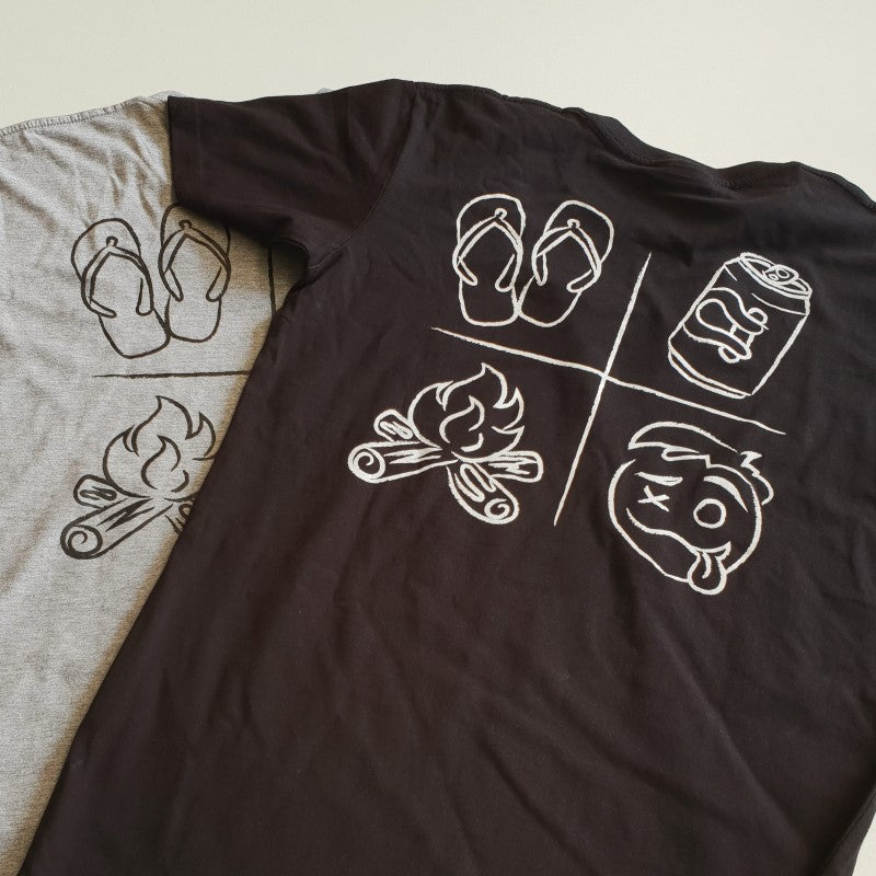 Crew Tee Graphic Print Flat Out Camping Black