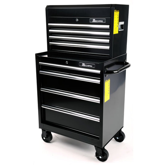 Mechpro Blue 4 Drawer Tool Chest & 4 Drawer Trolley 26In Black - MPBCT8D-26IN