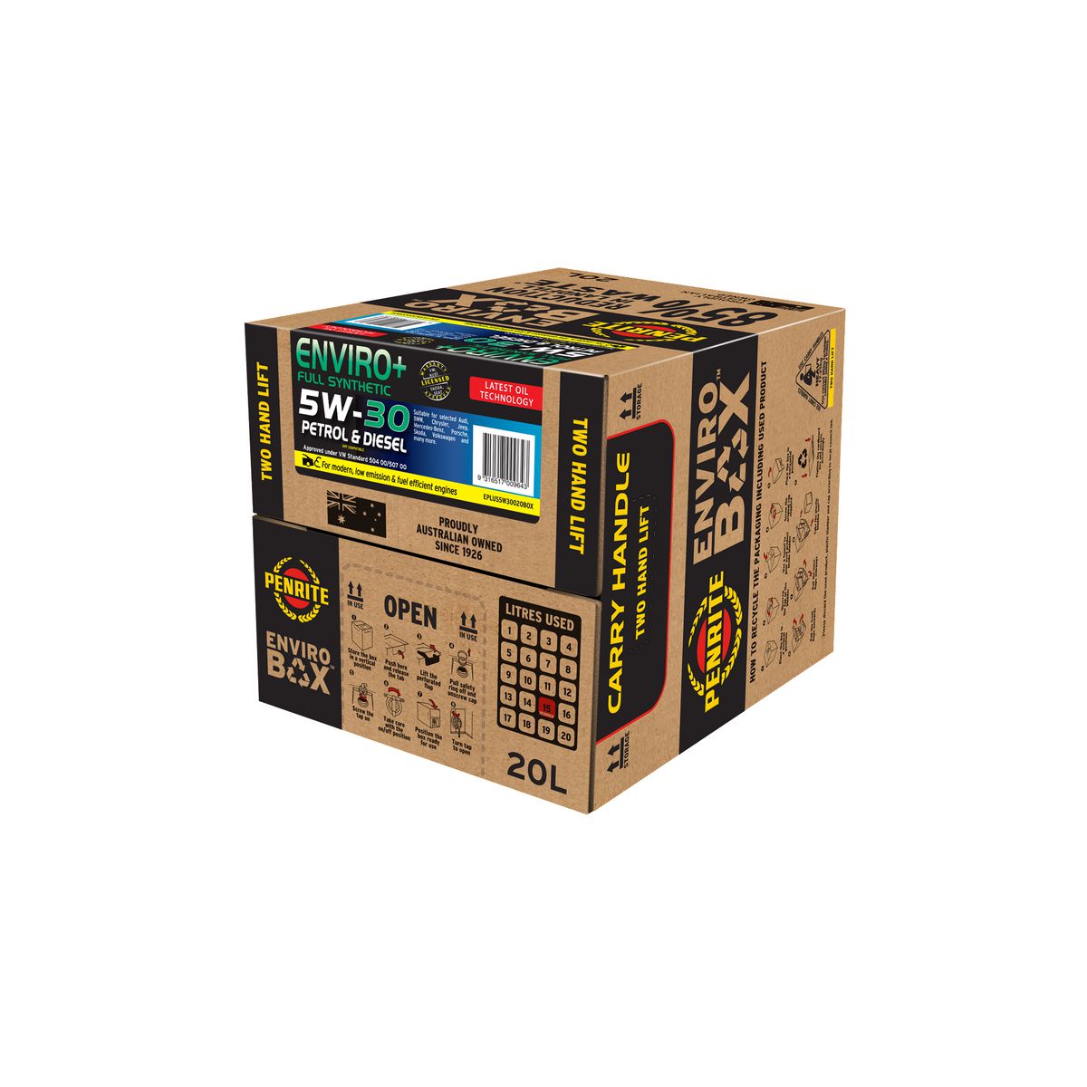 Penrite Enviro+ 5W-30 Engine Oil Enviro Box 20L - EPLUS5W30020BOX