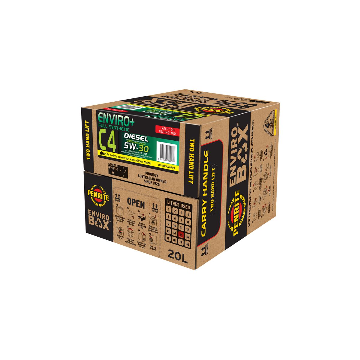 Penrite Enviro+ C4 5W-30 Engine Oil Enviro Box 20L - EPLUSC4020BOX
