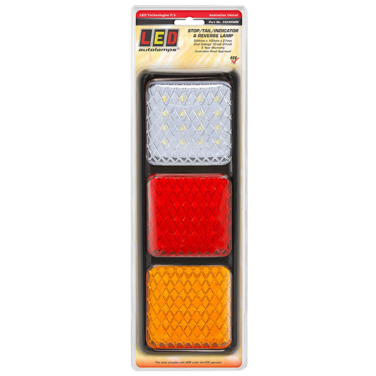 LED Autolamps 12/24V  Stop/Tail/Indicator/Reverse Amber Red LED Light - 282ARWM