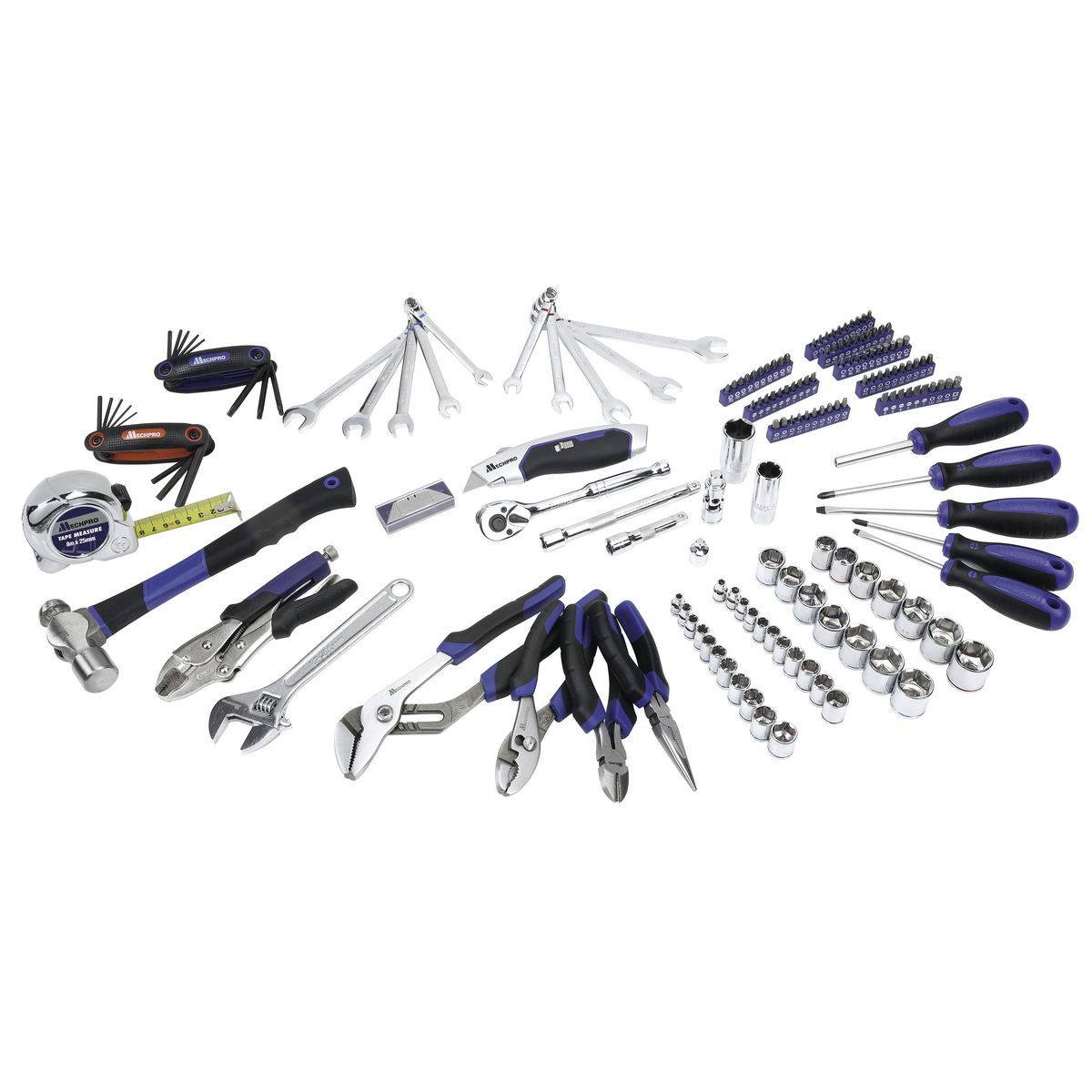 Mechpro Blue Tool Kit with 3 Drawer Chest 1/4In & 3/8In Drive 173pc - MP214KCRV