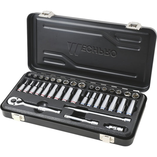 Mechpro Blue Socket Set Metric/SAE 1/4In Drive 36pc - MPBSK129K