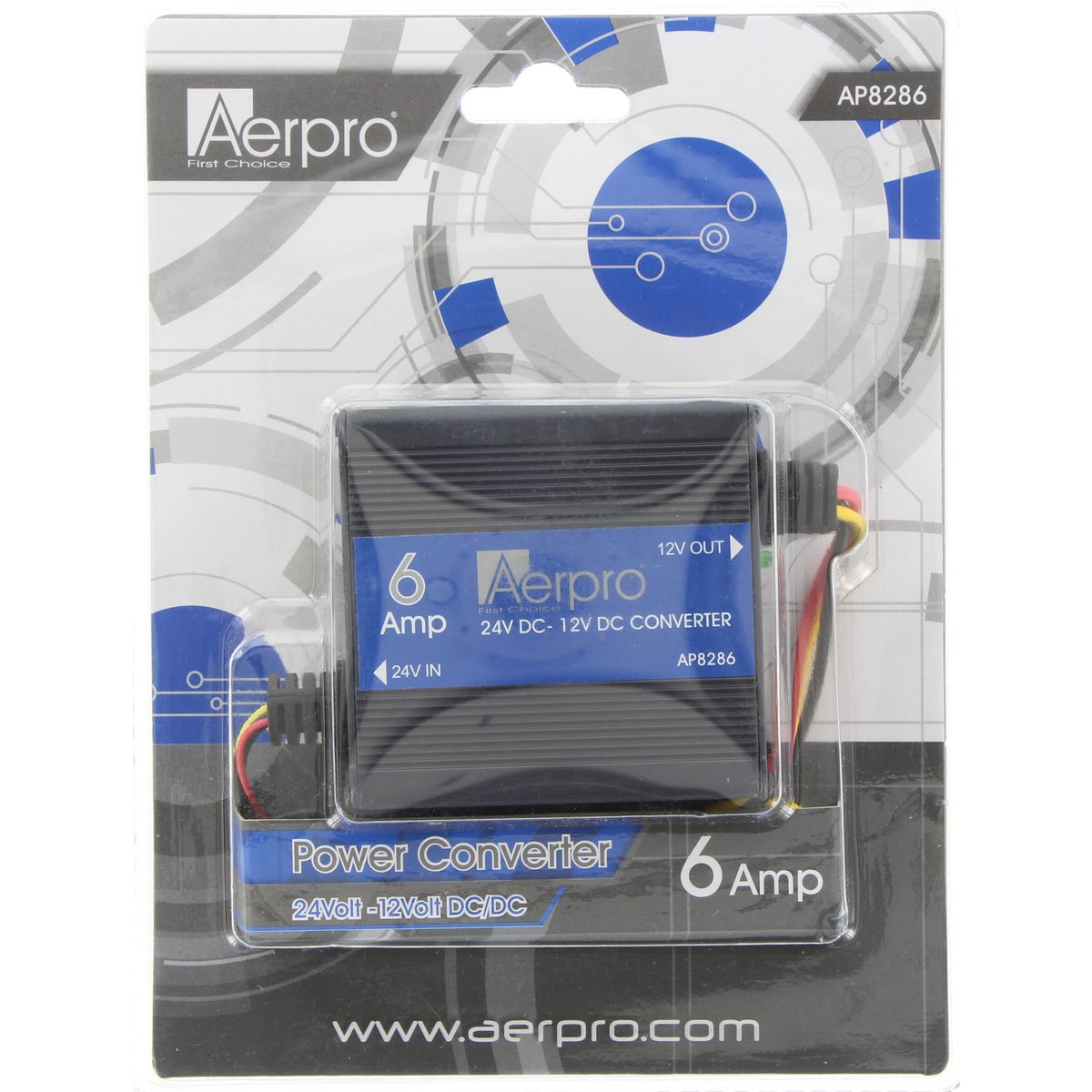Aerpro Voltage Reducer Power Converter Black 6A 24V-12V - AP8286