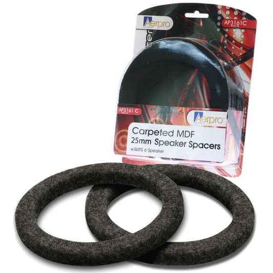 Aerpro Speaker Spacers 6" MDF Pair Black Carpet - AP3161C