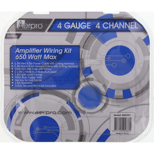 Aerpro Bassix 4GA 4 Channel Amp Install Kit 650w - BSX404