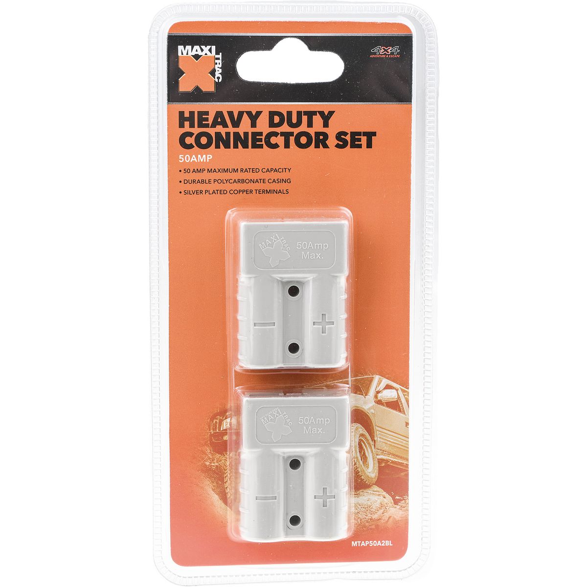 Maxi Trac Heavy Duty 50A Connector Grey (2pk) - MTAP50A2BL