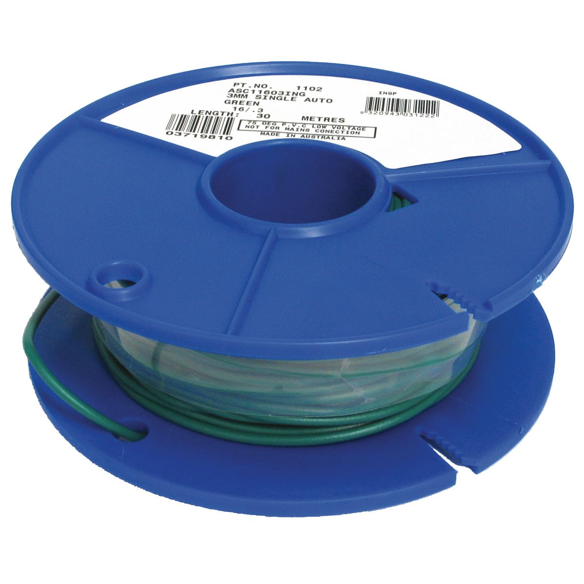 OEX Automotive Cable Single Core 3mm Green 30M Roll - ACX0701