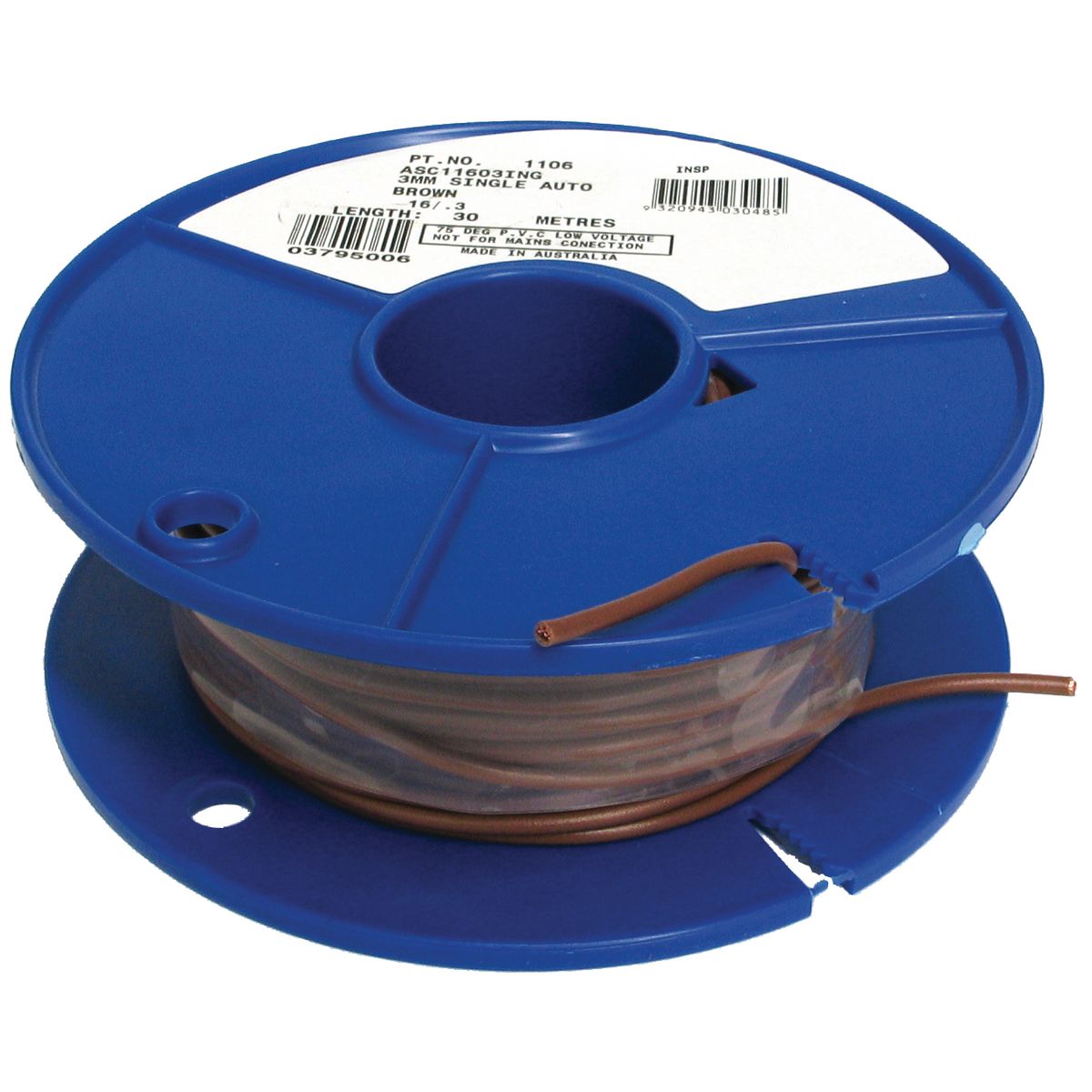 OEX Automotive Cable Single Core 3mm Brown 30M Roll - ACX0705