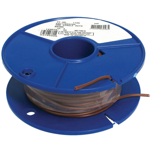 OEX Automotive Cable Single Core 3mm Brown 30M Roll - ACX0705