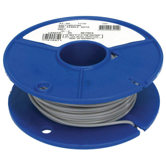 OEX Automotive Cable Single Core 3mm Grey 30M Roll - ACX0709