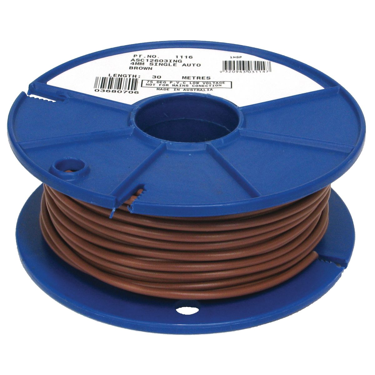 OEX Automotive Cable Single Core 4mm Brown 30M Roll - ACX0728