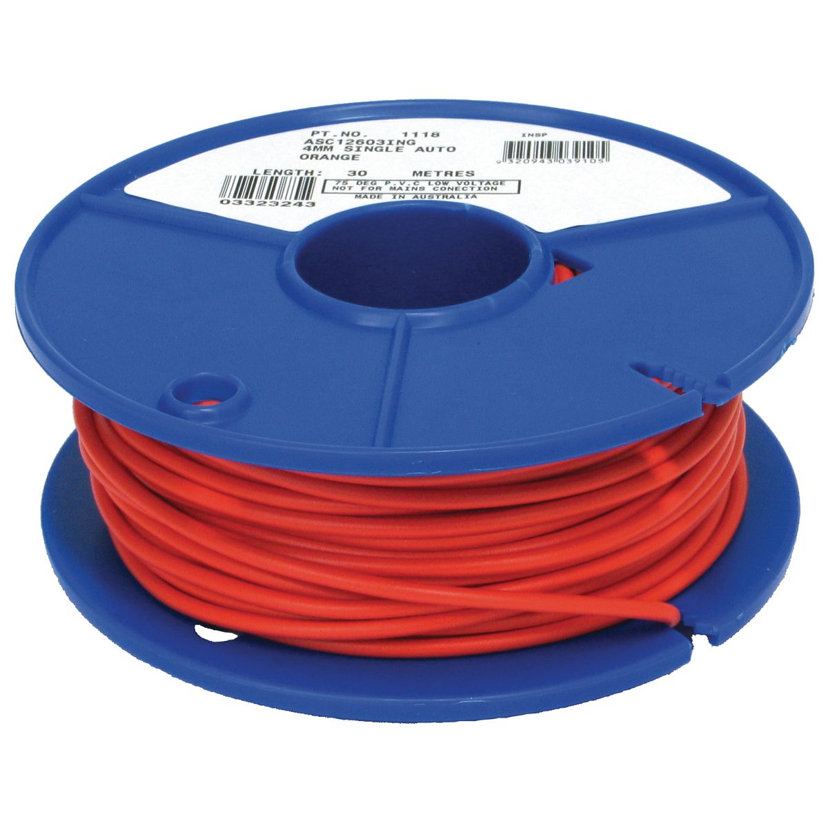 OEX Automotive Cable Single Core 4mm Orange 30M Roll - ACX0730