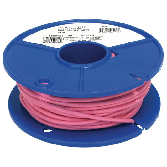 OEX Automotive Cable Single Core 4mm Pink 30M Roll - ACX0731