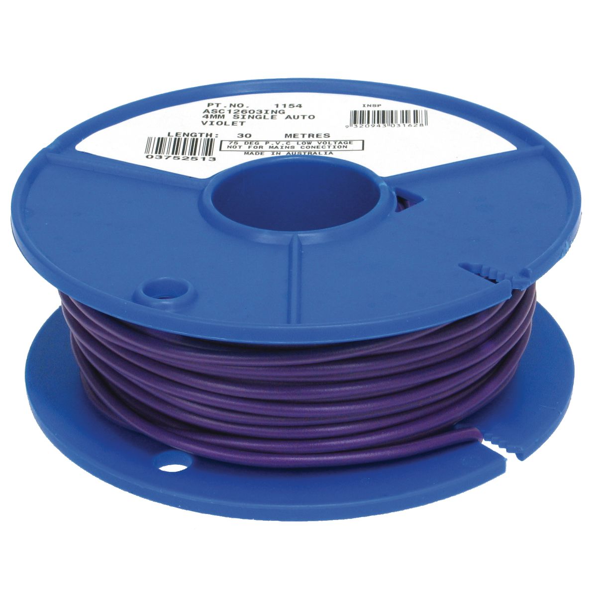 OEX Automotive Cable Single Core 4mm Violet 30M Roll - ACX0733
