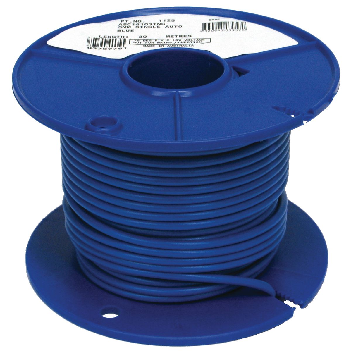 OEX Automotive Cable Single Core 5mm Blue 30M Roll - ACX0754