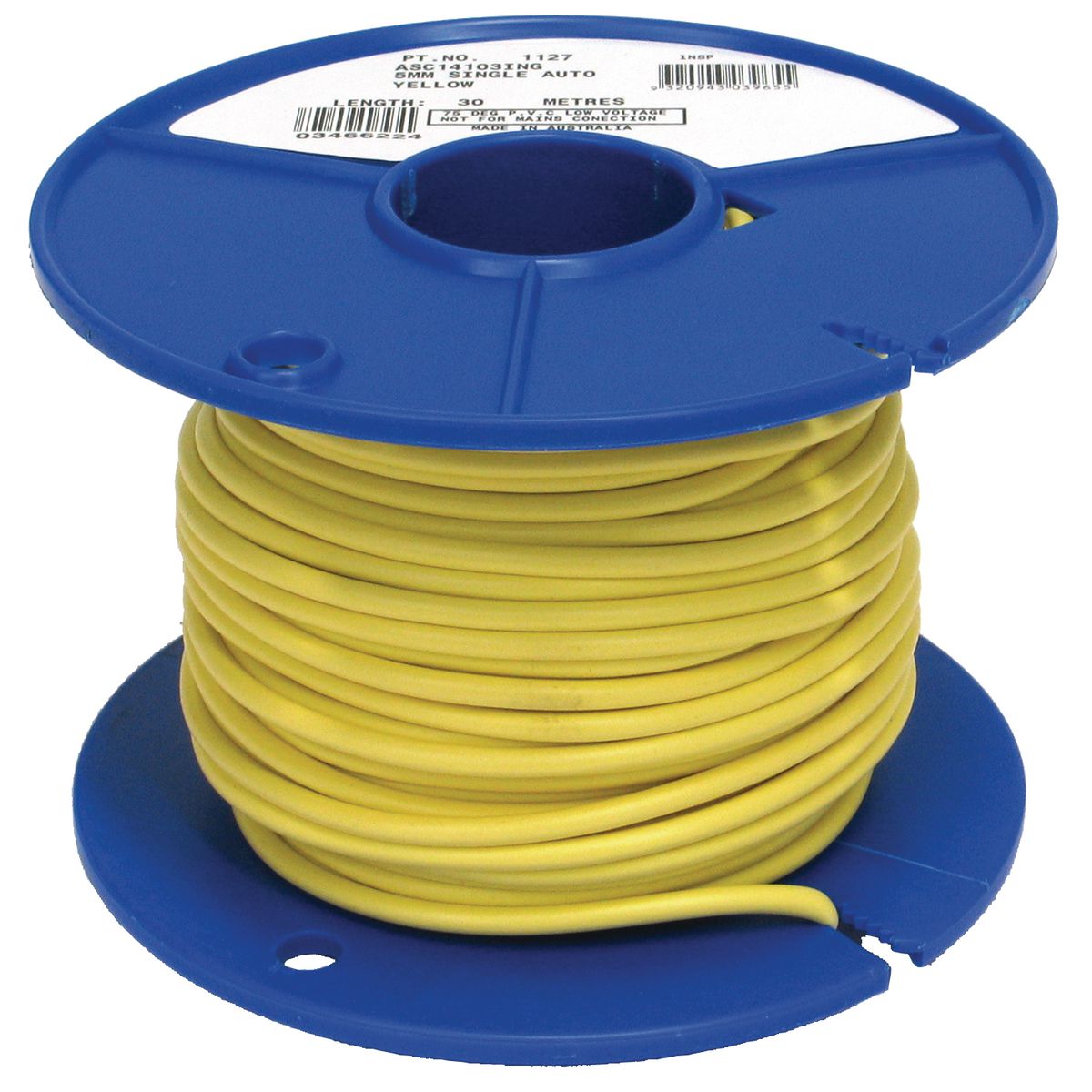 OEX 5mm Single Core Automotive Cable, Yellow - 30m Roll - ACX0756