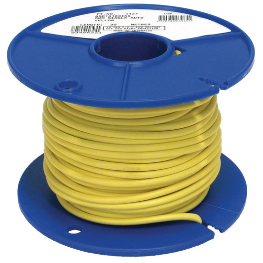OEX 5mm Single Core Automotive Cable, Yellow - 30m Roll - ACX0756