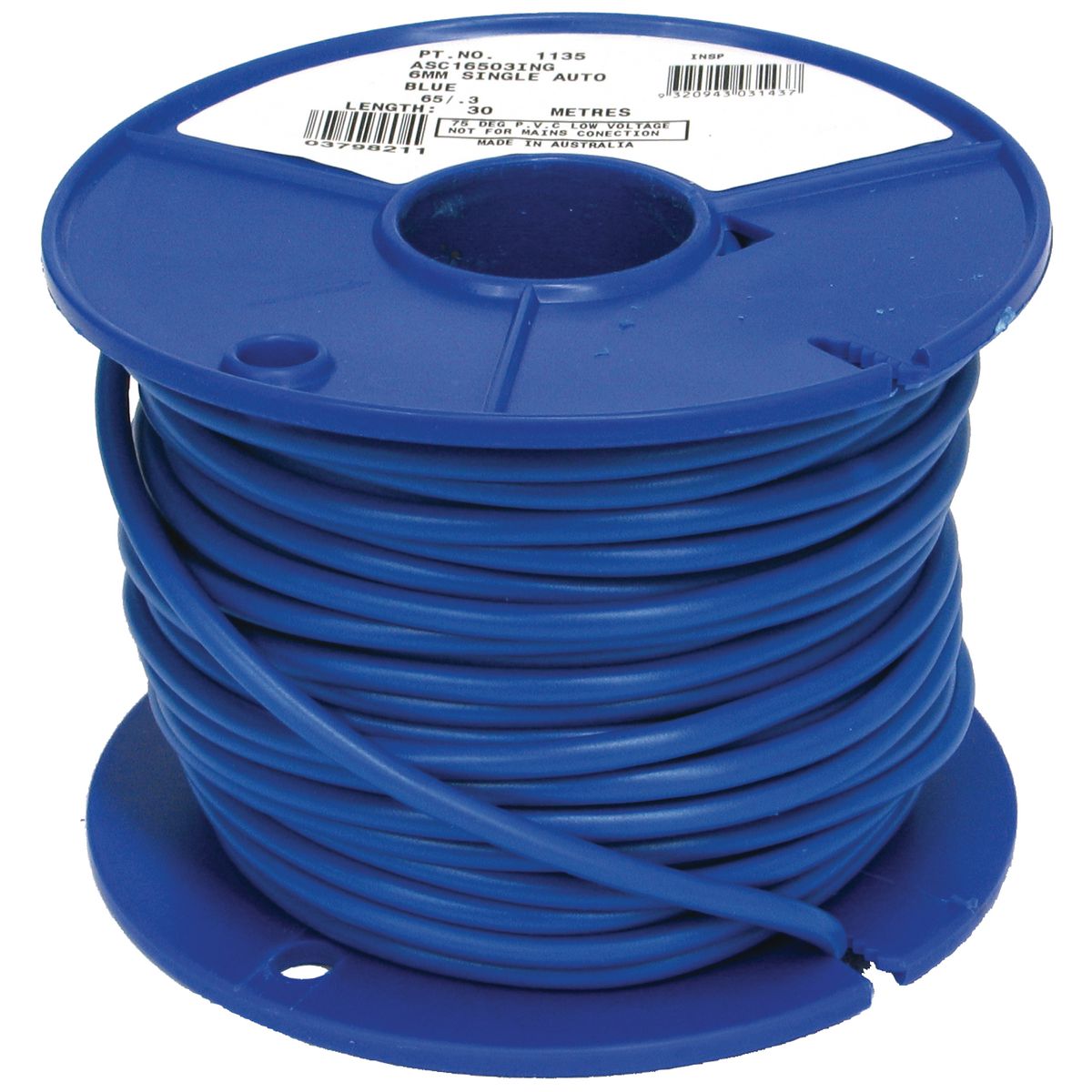OEX Automotive Cable Single Core 6mm Blue 30M Roll - ACX0765