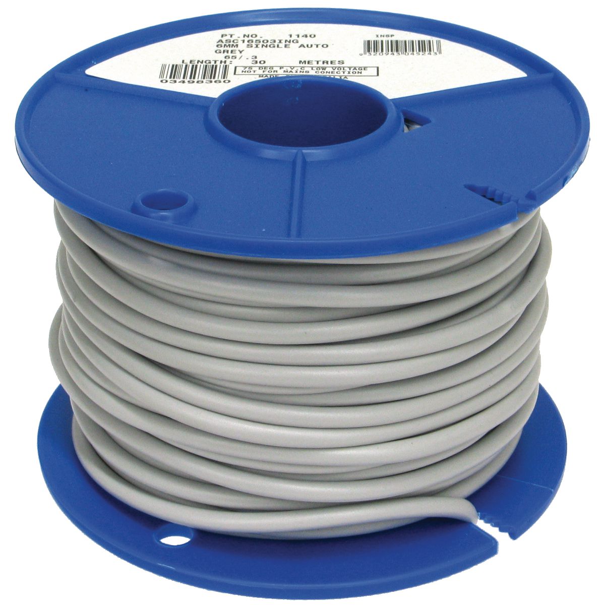 OEX 6mm Single Core Automotive Cable, Grey - 30m Roll - ACX0770