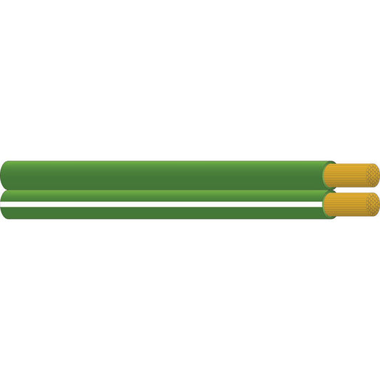OEX 4mm Twin Core Automotive Cable, Figure 8, Green With White Trace - 30m Roll - ACX0842