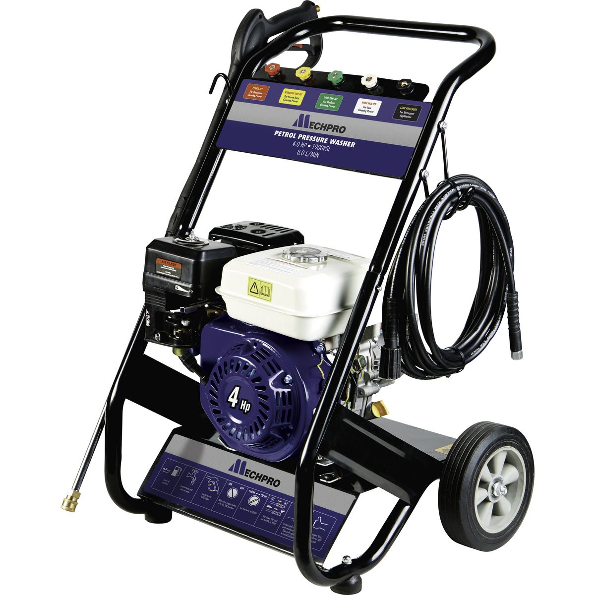 Mechpro Blue Petrol Pressure Washer 4HP 1900psi 7L/MIN - MBPW1900