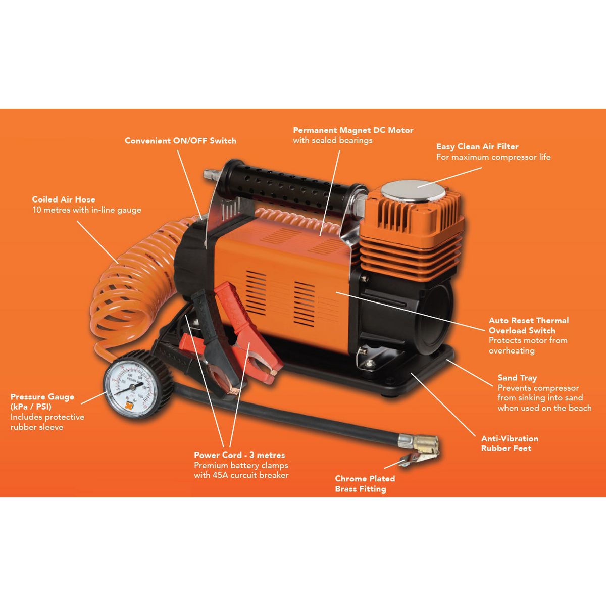 Maxi Trac 4x4 12V 160LPM 150psi Air Compressor - MTAC160LPM
