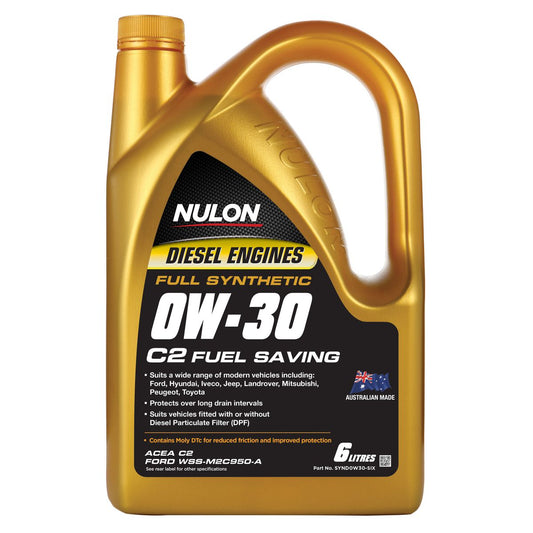 Nulon Full Synthetic Diesel Fuel Conserving Engine Oil 0W-30 6L - SYND0W30-SIX