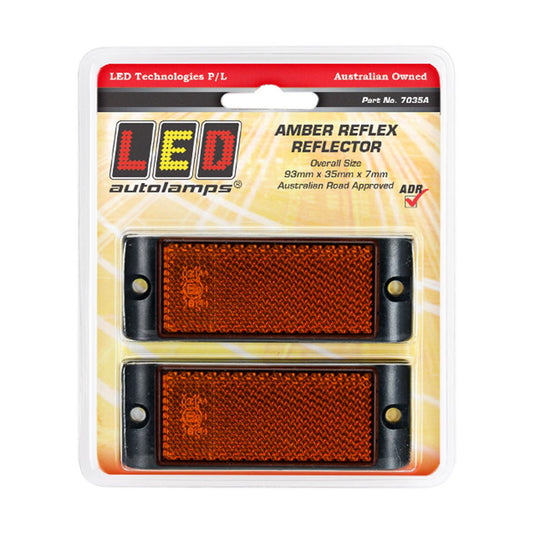LED Autolamps Amber Reflector With Mounting Bracket Twin Blister Pack - 7035A